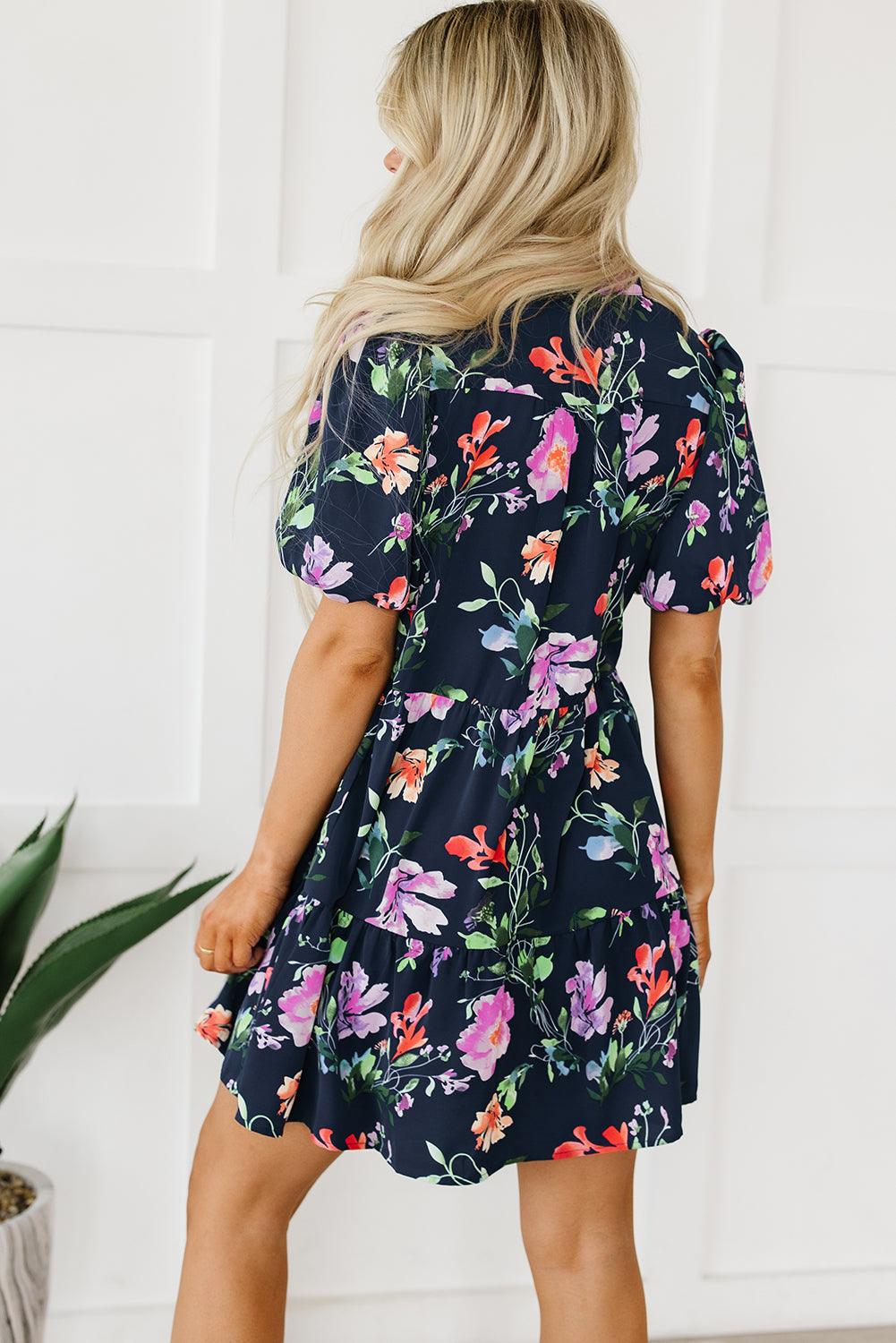 Robe à Col Mandarin et Manches Bouffantes - Robesboutique