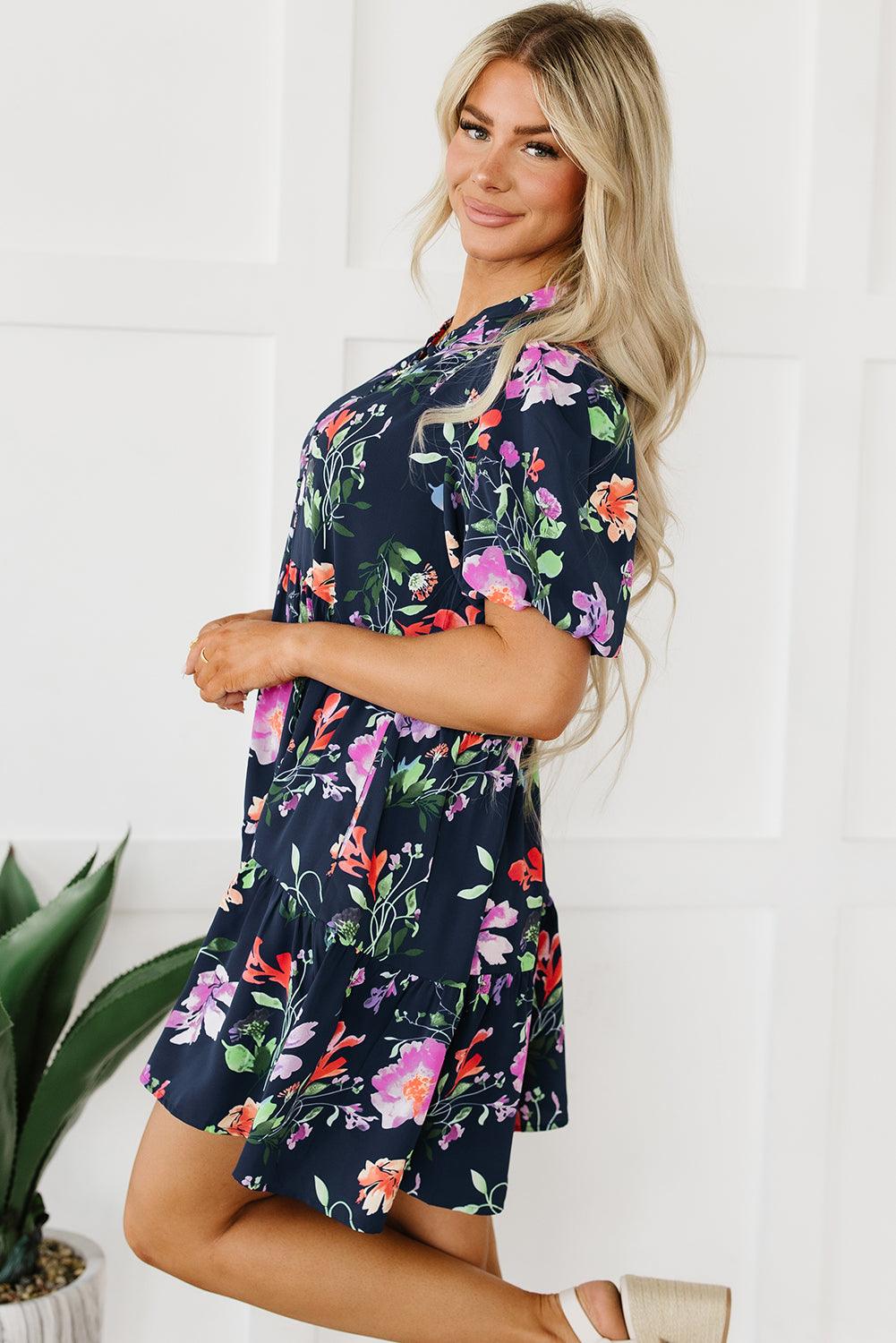 Robe à Col Mandarin et Manches Bouffantes - Robesboutique