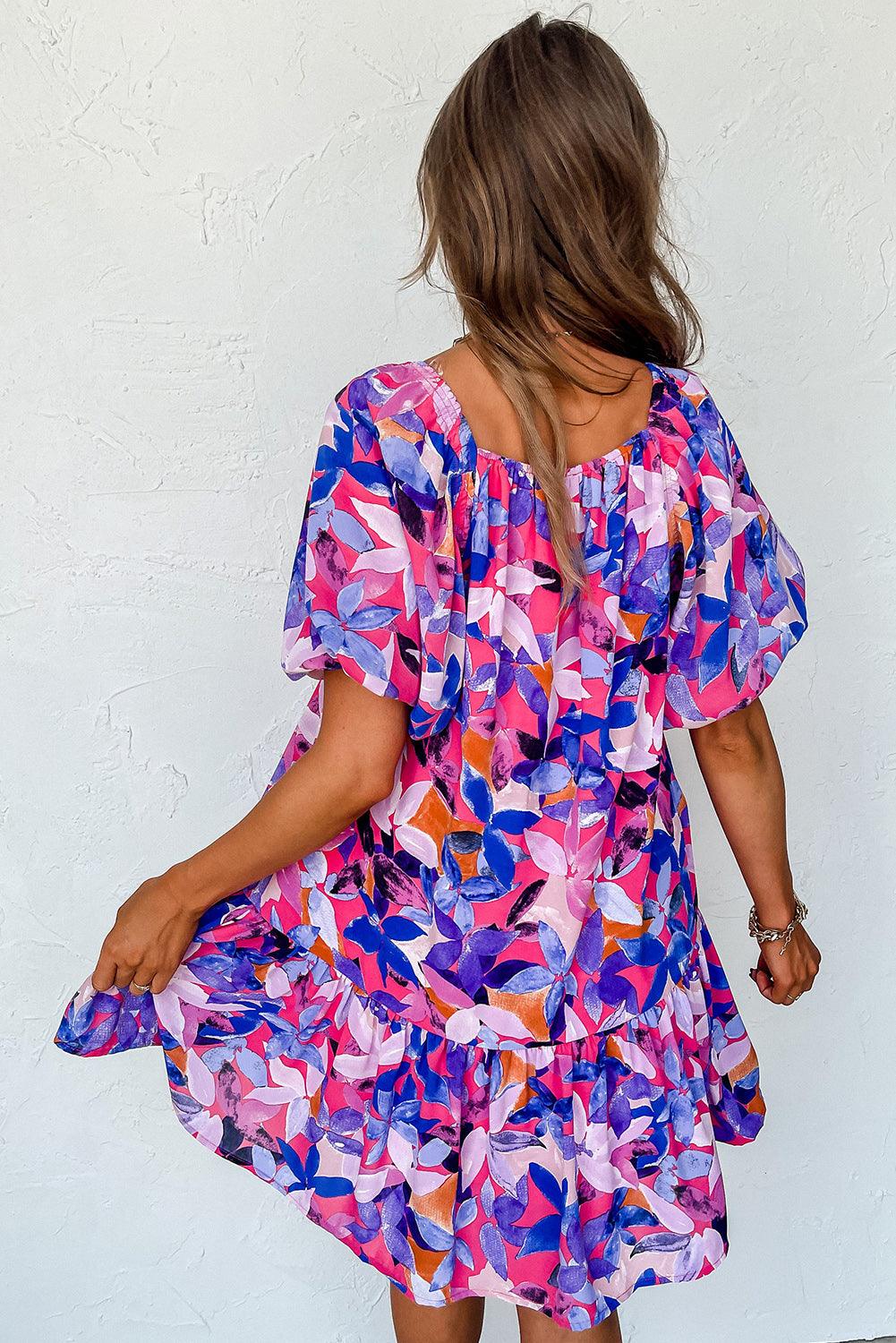 Robe à Manches Courtes Bouffantes et Volants - Robesboutique