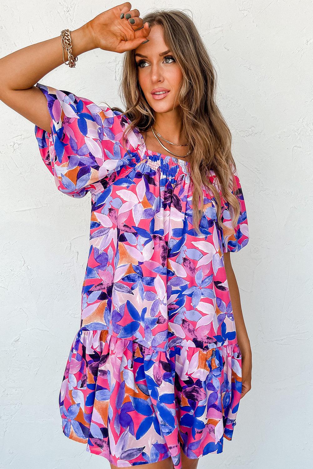 Robe à Manches Courtes Bouffantes et Volants - Robesboutique