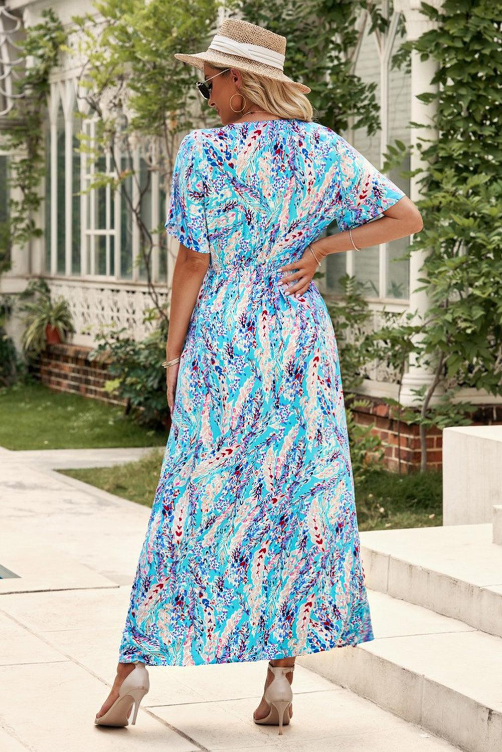 Robe Maxi Florale à Col V et Wrap - Robesboutique