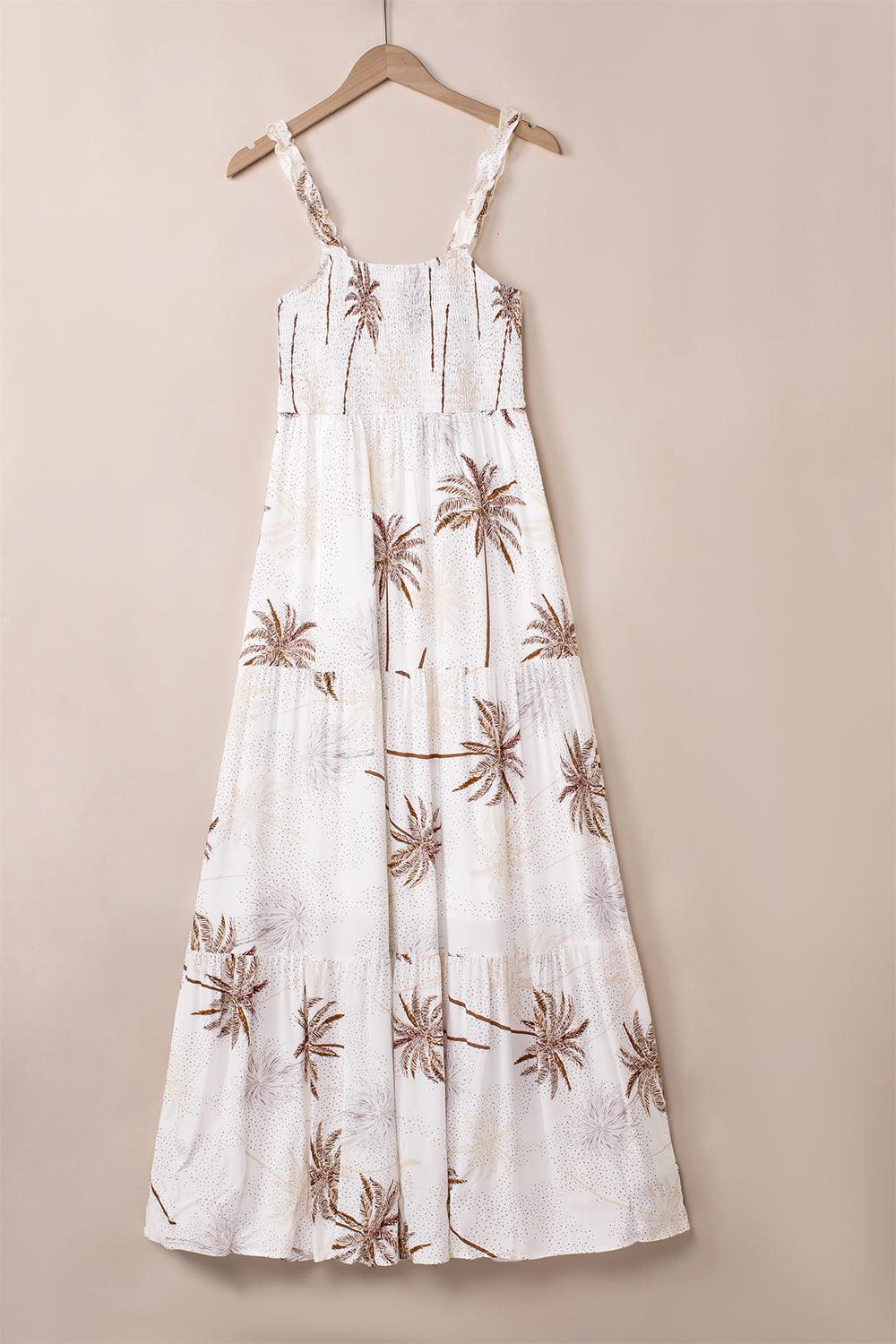 Robe Maxi Imprimé Tropical à Volants - Robesboutique